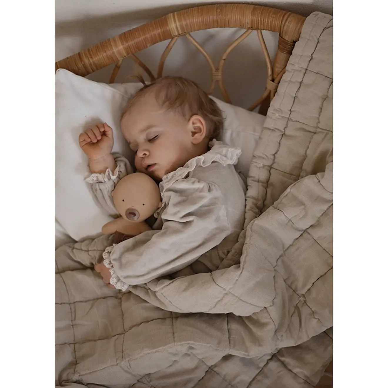 Illustration numéro 4 du produit Couverture Enfant Réversible Coton Lavé Anna Sable