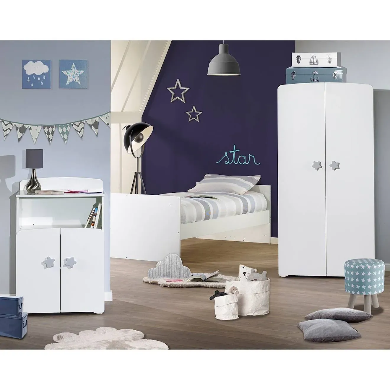 Illustration numéro 4 du produit Lit Bébé Combiné Évolutif - Basic Blanc/gris