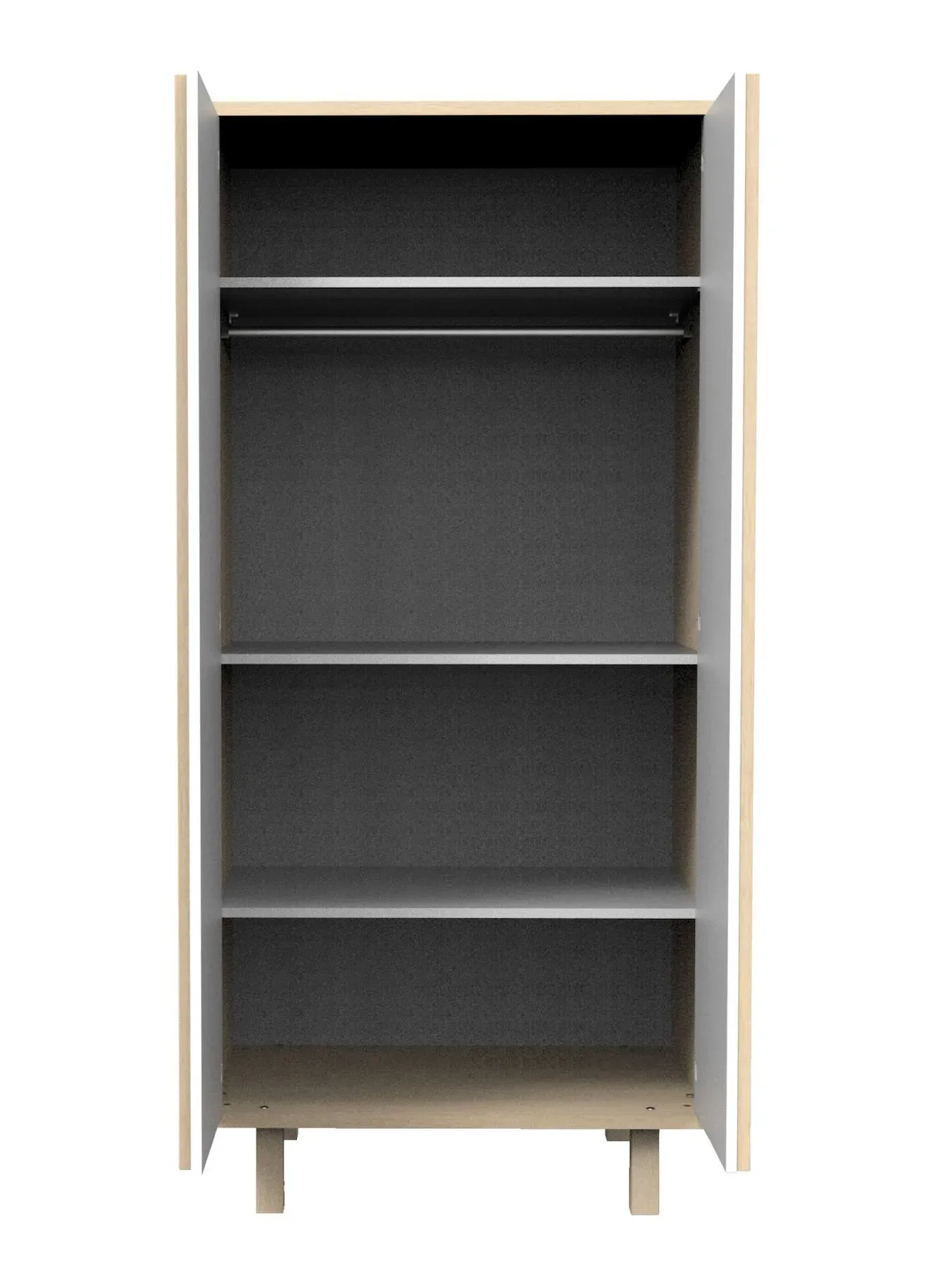 Illustration numéro 4 du produit Armoire 2 Portes En Décor Chêne Velours Et Avec Appliques En Bois - Nature Blanc