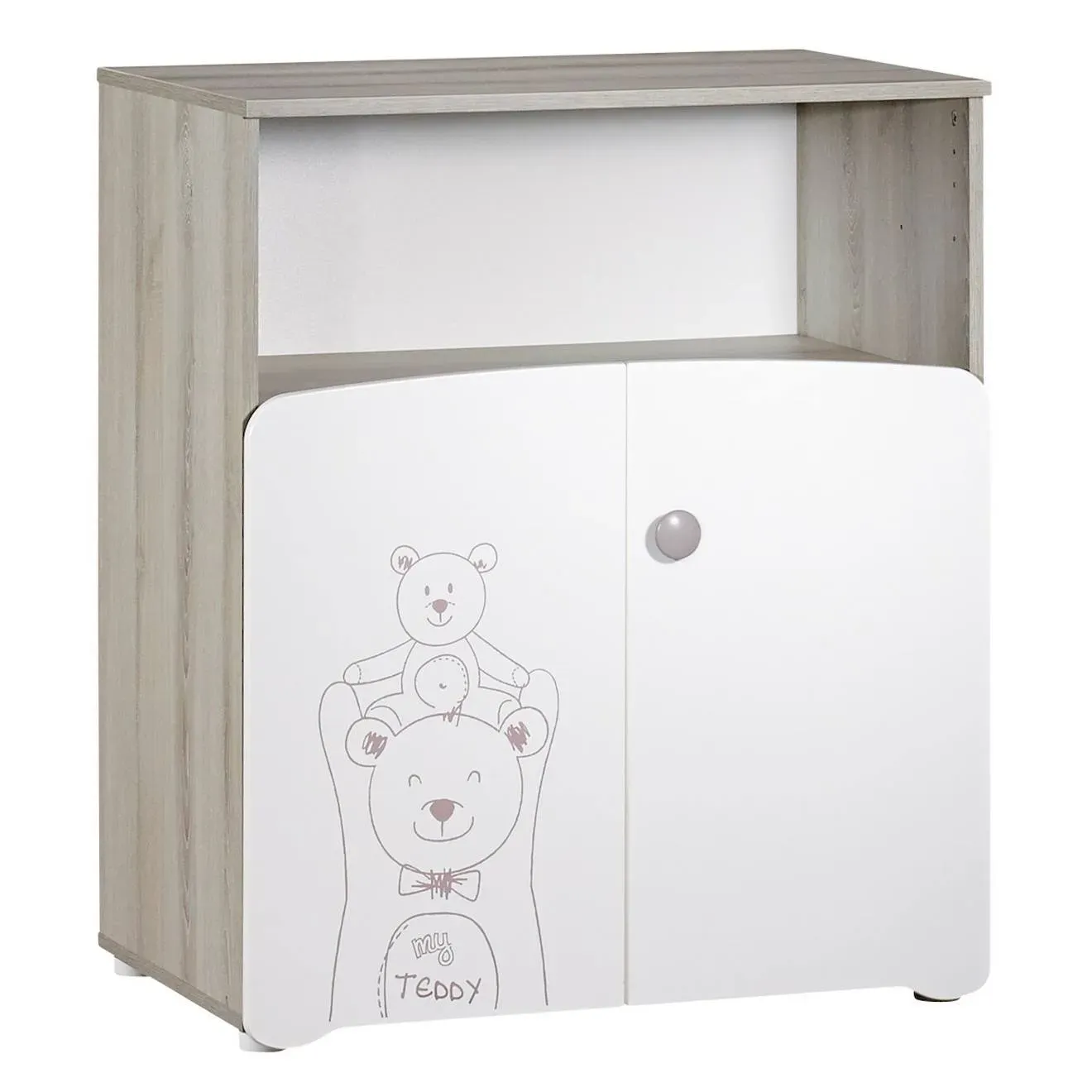 Illustration numéro 4 du produit Chambre Trio Lit Et Commode Et Armoire En Bois - Teddy Blanc