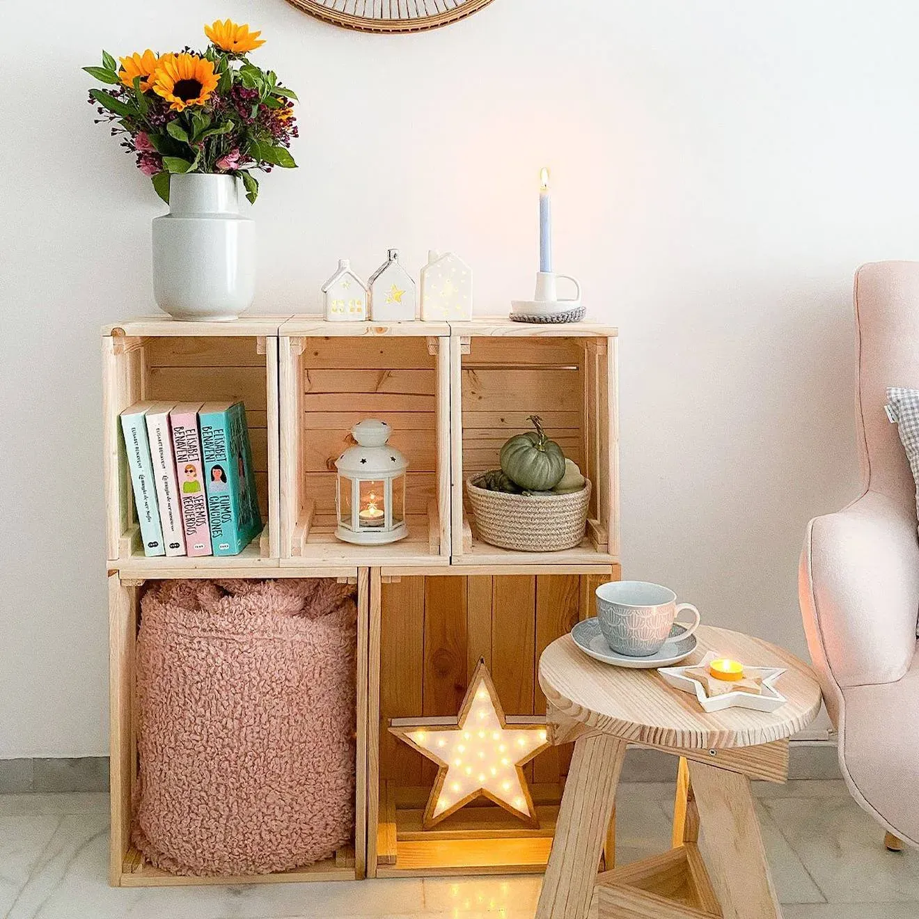 Illustration numéro 4 du produit Caisse Modulable En Pin Massif Bois Clair