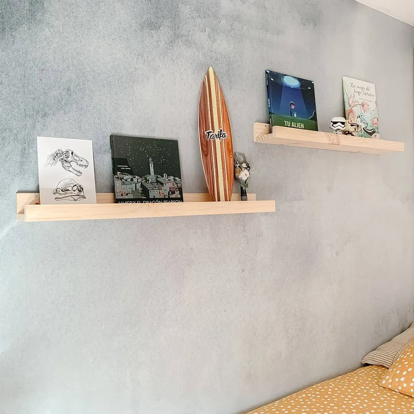 Illustration numéro 4 du produit Etagère Murale En Pin Massif Bois Clair