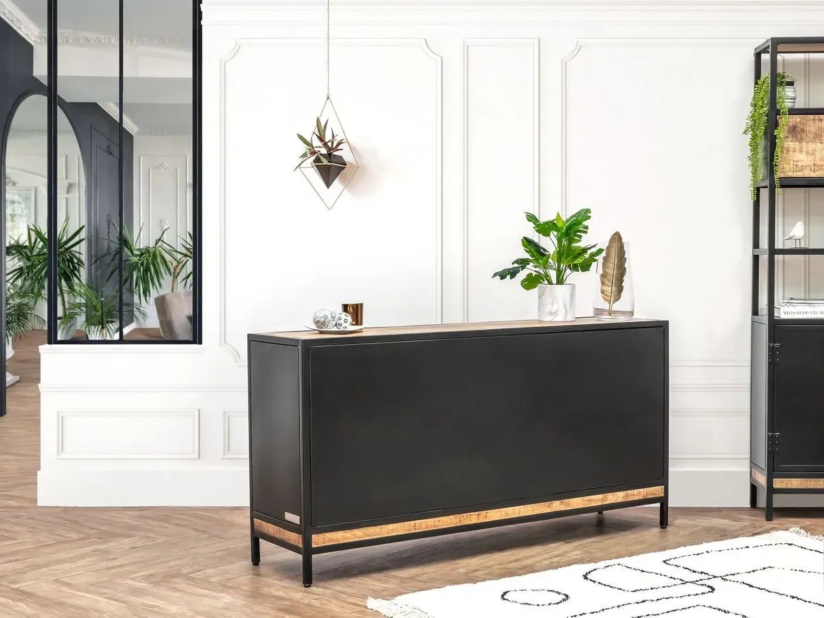 Illustration numéro 5 du produit Buffet 2 portes 160 cm BEAUBOURG bois massif de manguier    BOBOCHIC