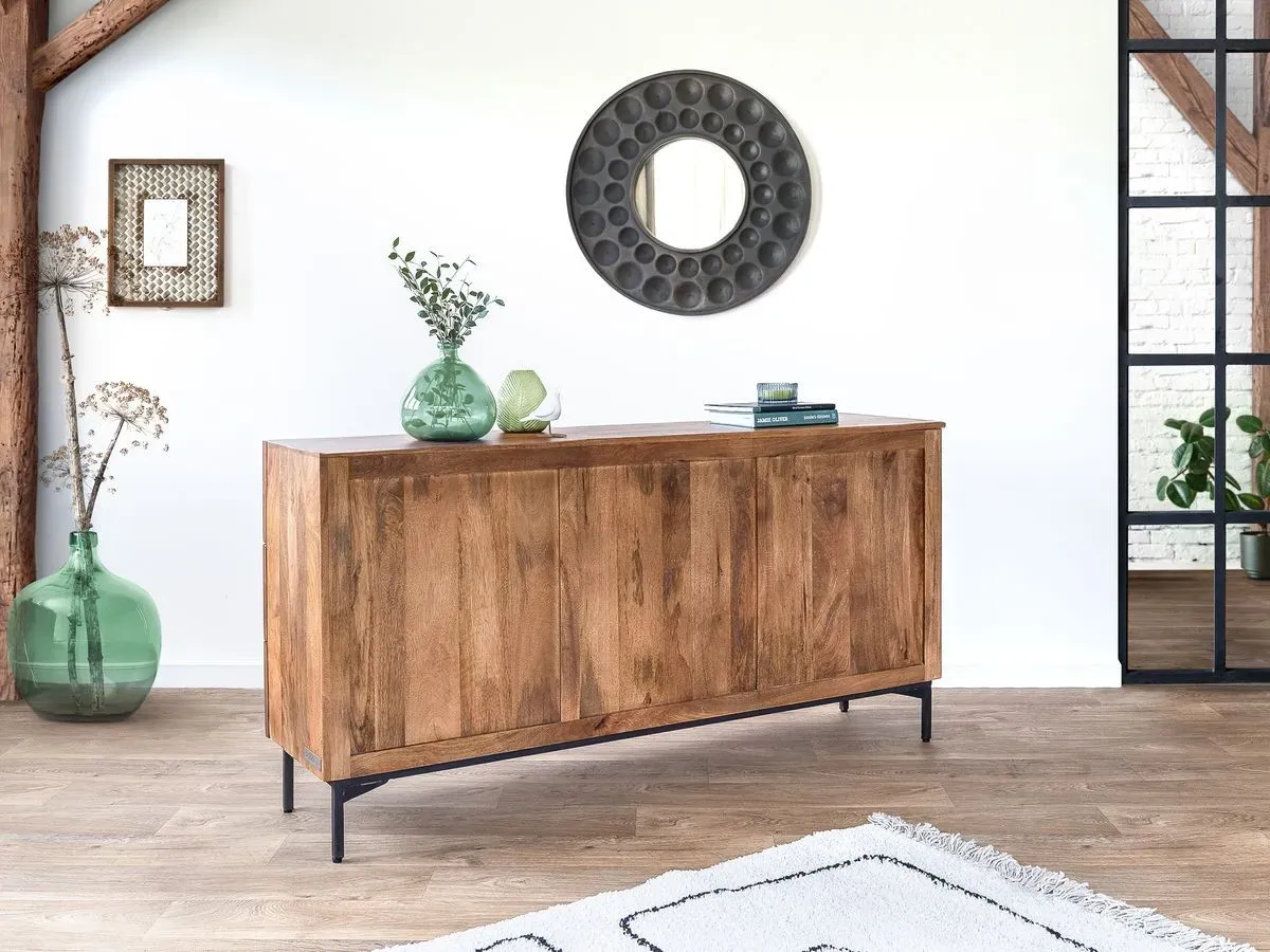 Illustration numéro 5 du produit Buffet 2 portes 160 cm BALTHAZAR Bois massif de manguier    BOBOCHIC