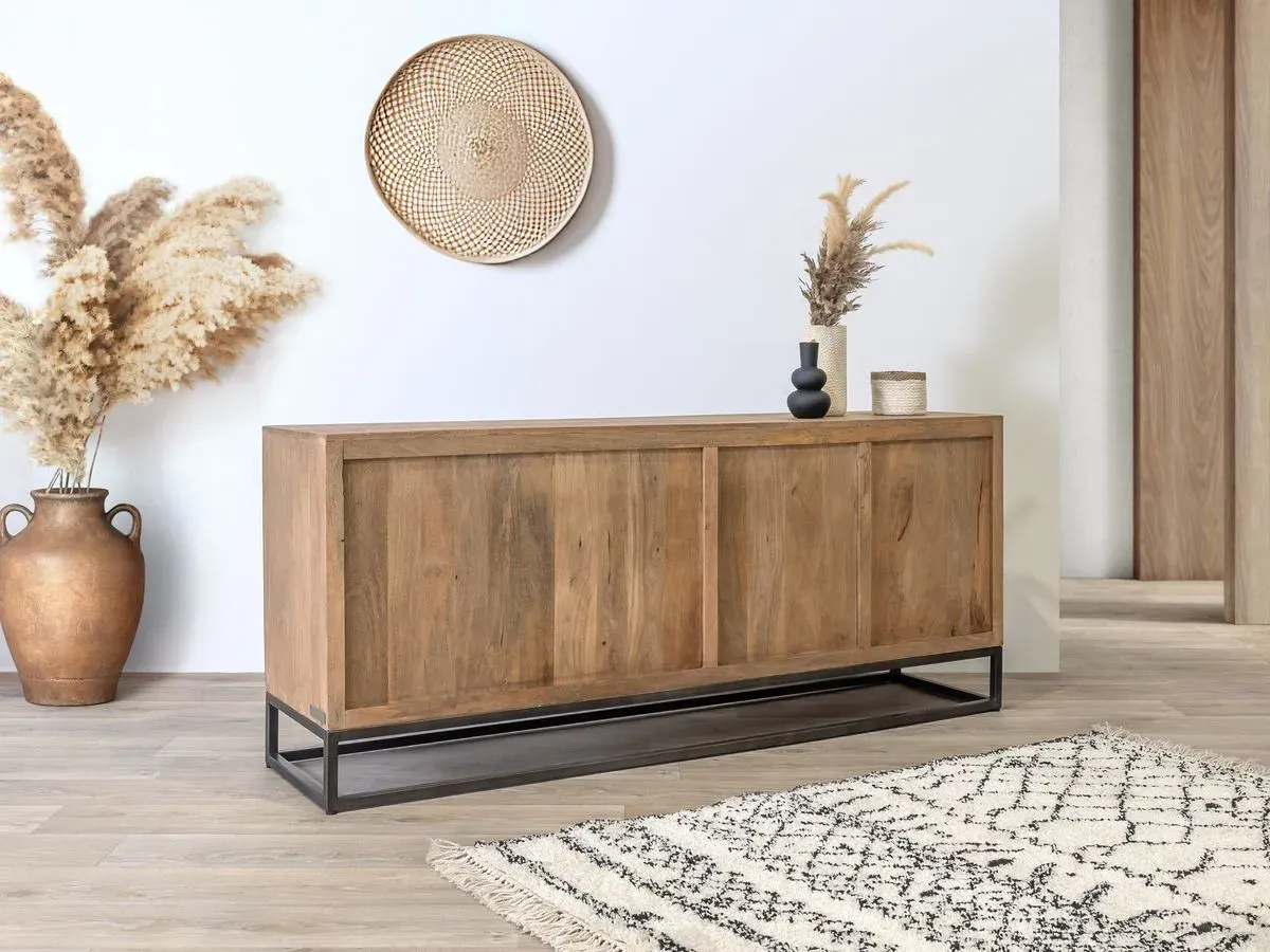 Illustration numéro 5 du produit Buffet 3 portes 190 cm BERGERAC Bois massif de manguier    BOBOCHIC