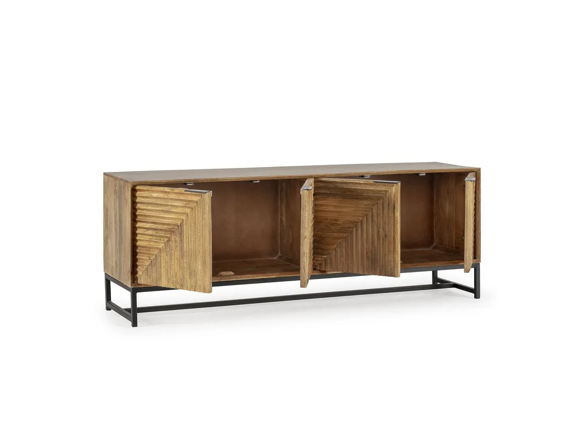 Illustration numéro 5 du produit Meuble TV 4 portes 160 cm NAOMIE bois massif d'acacia    BOBOCHIC