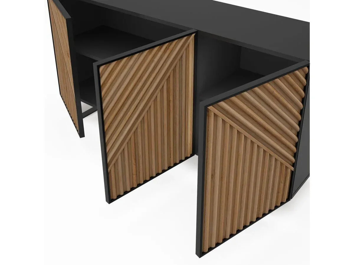 Illustration numéro 5 du produit Buffet 3 portes 151 cm ALAIA effet chêne    BOBOCHIC