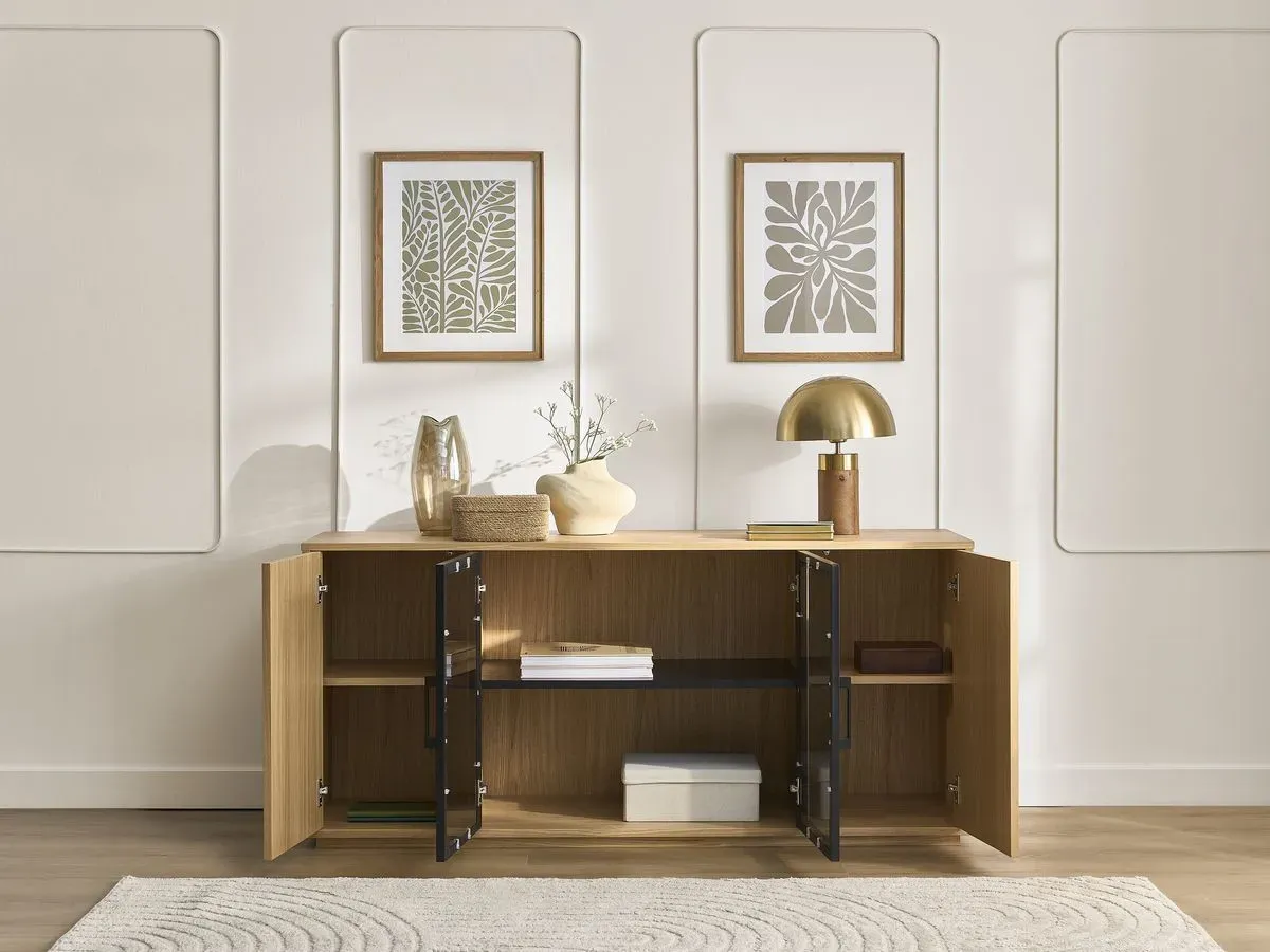 Illustration numéro 5 du produit Buffet 4 portes 160 cm THEMYS placage chêne massif    BOBOCHIC