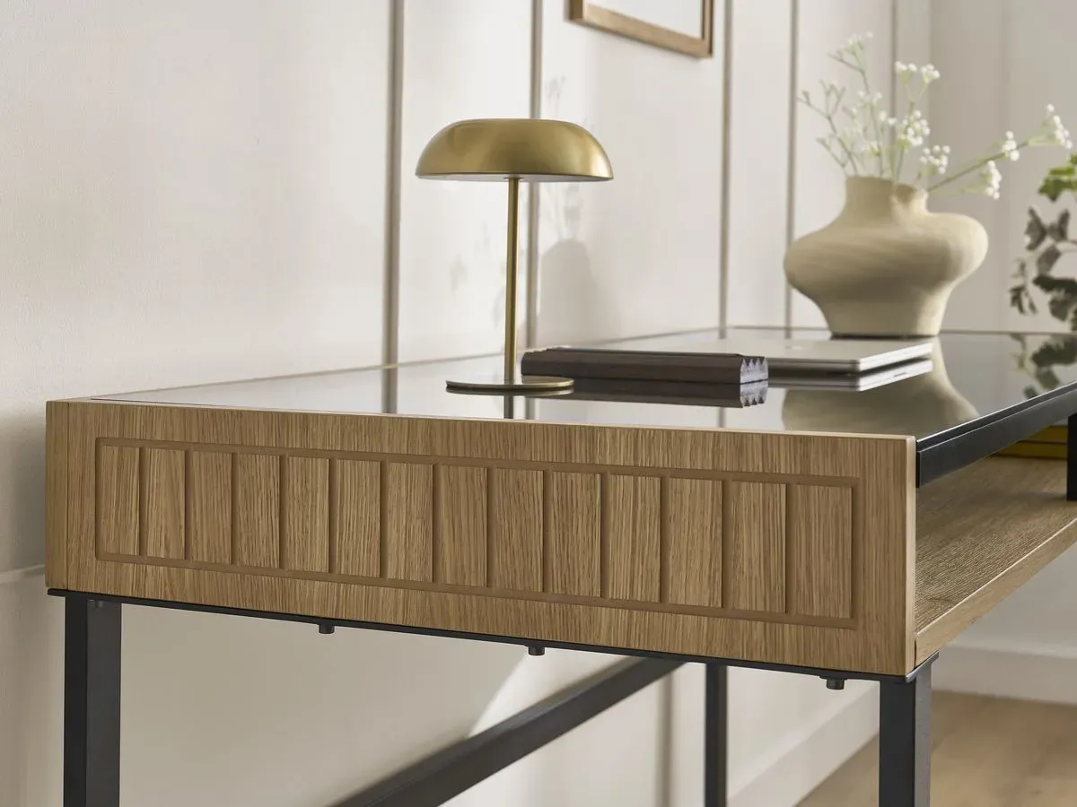 Illustration numéro 5 du produit Bureau avec niche THEMYS placage chêne massif    BOBOCHIC