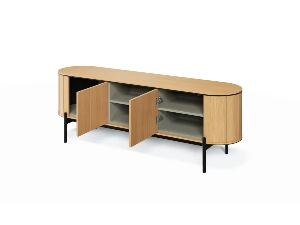 Illustration numéro 5 du produit Meuble TV arrondi 2 portes 168 cm AMBOISE couleur chêne    BOBOCHIC