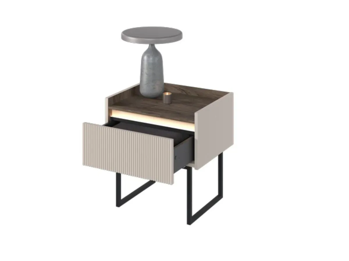 Illustration numéro 5 du produit Lot de 2 chevets LOUNA 1 tiroir avec LED    BOBOCHIC