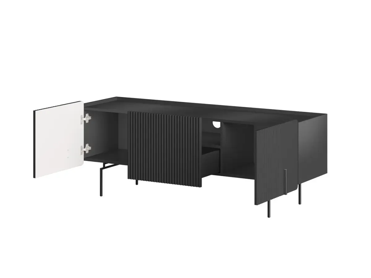 Illustration numéro 5 du produit Meuble TV 2 portes 1 tiroir 150 cm MATHILDE pieds noirs    BOBOCHIC