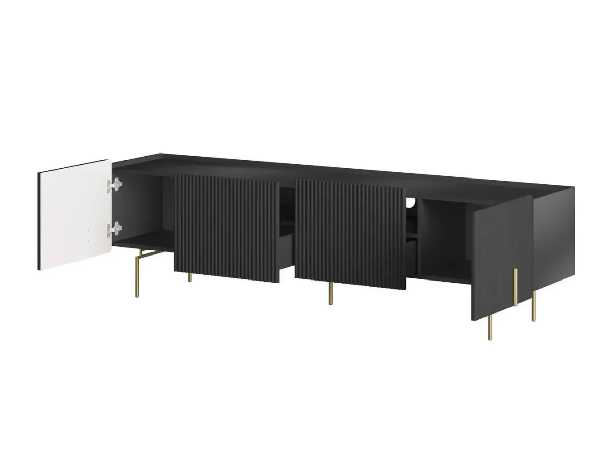 Illustration numéro 5 du produit Meuble TV 2 portes 2 tiroirs 200 cm MATHILDE pieds or    BOBOCHIC