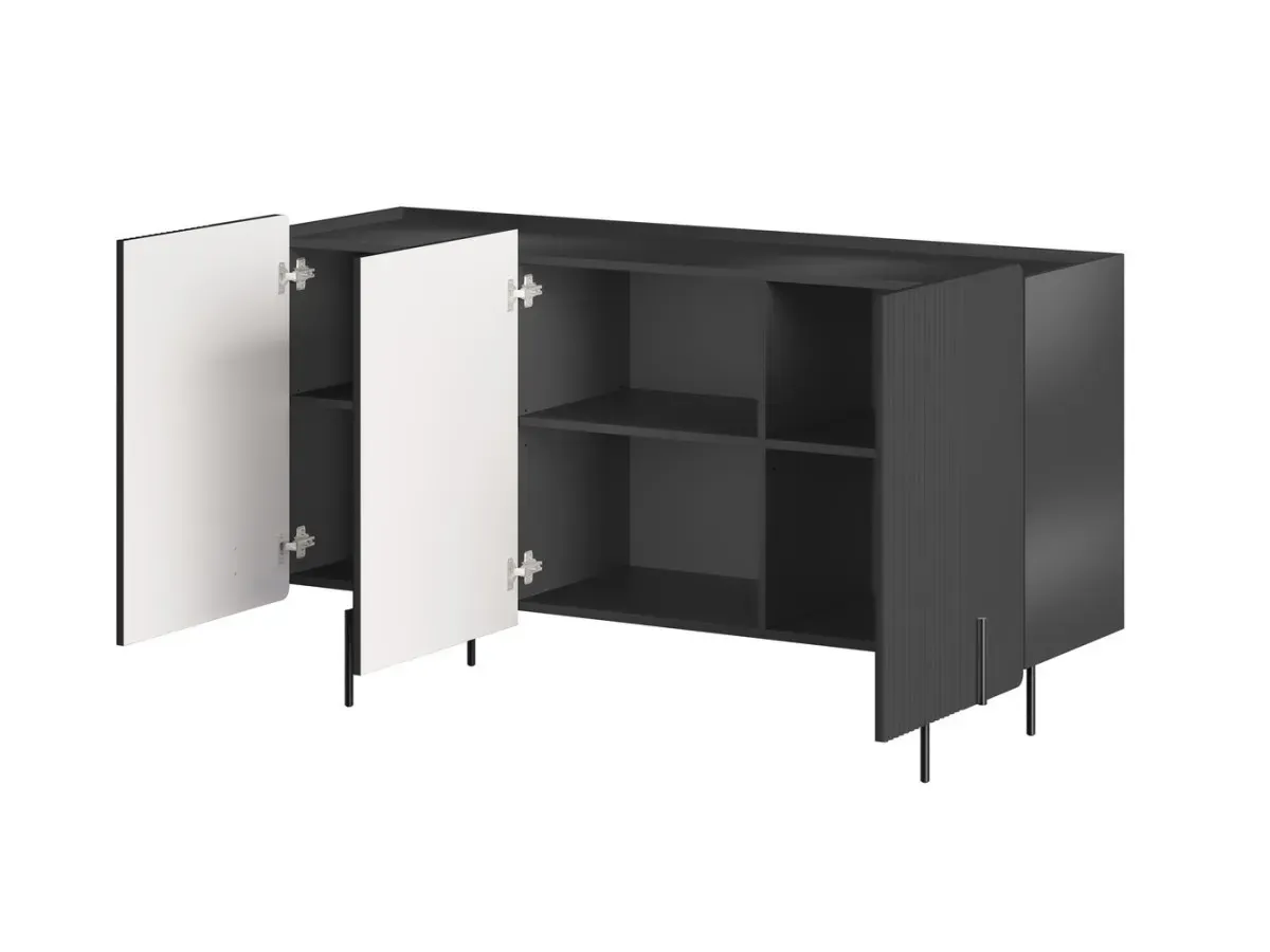 Illustration numéro 5 du produit Buffet 3 portes 150 cm MATHILDE pieds noirs    BOBOCHIC