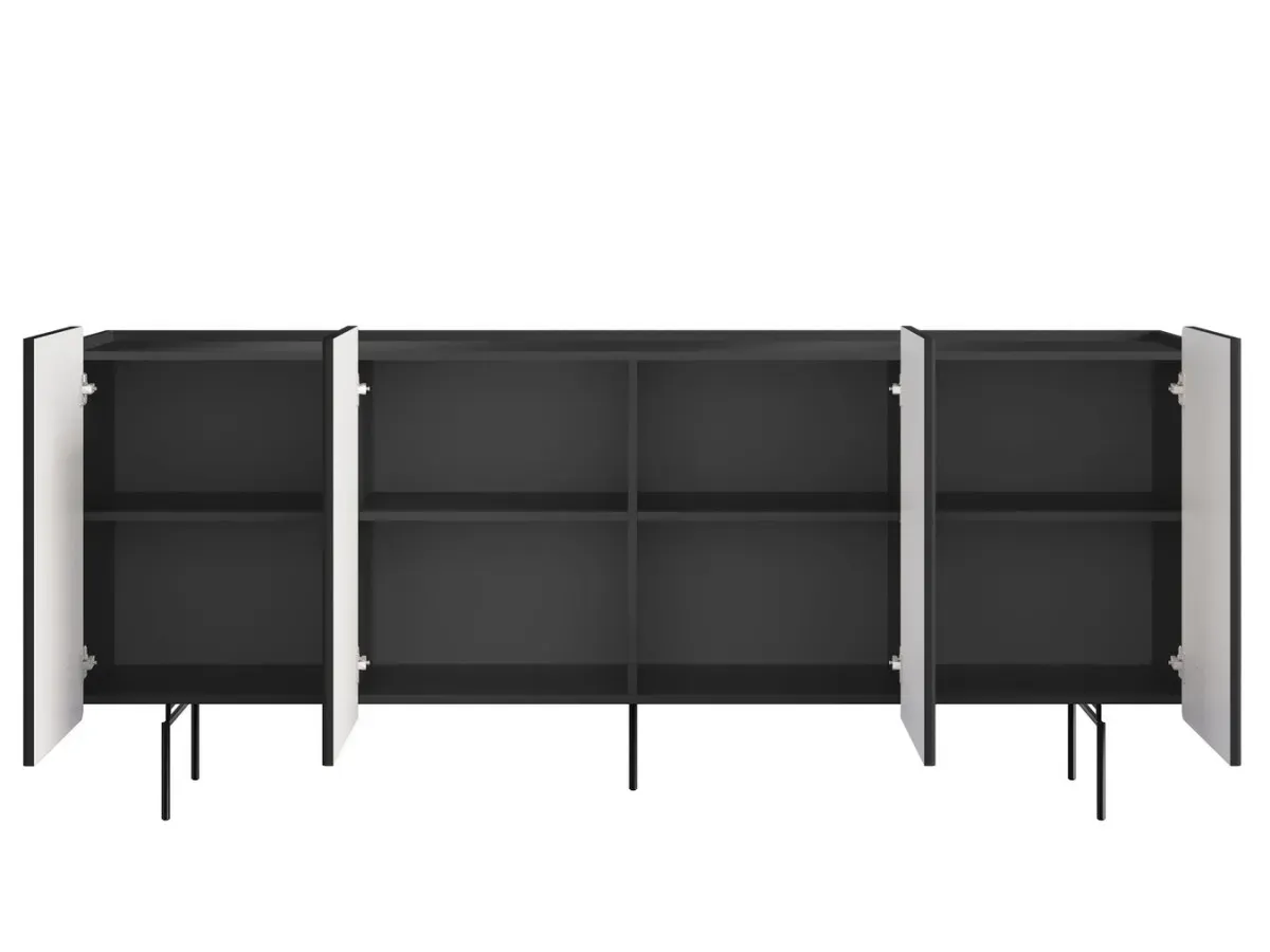 Illustration numéro 5 du produit Buffet 4 portes 200 cm MATHILDE pieds noir    BOBOCHIC