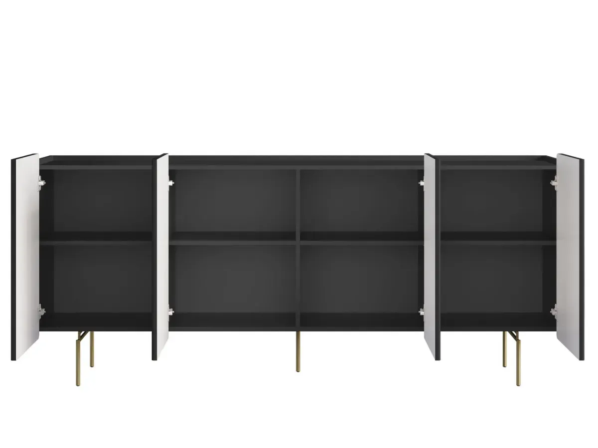 Illustration numéro 5 du produit Buffet 4 portes 200 cm MATHILDE pieds or    BOBOCHIC