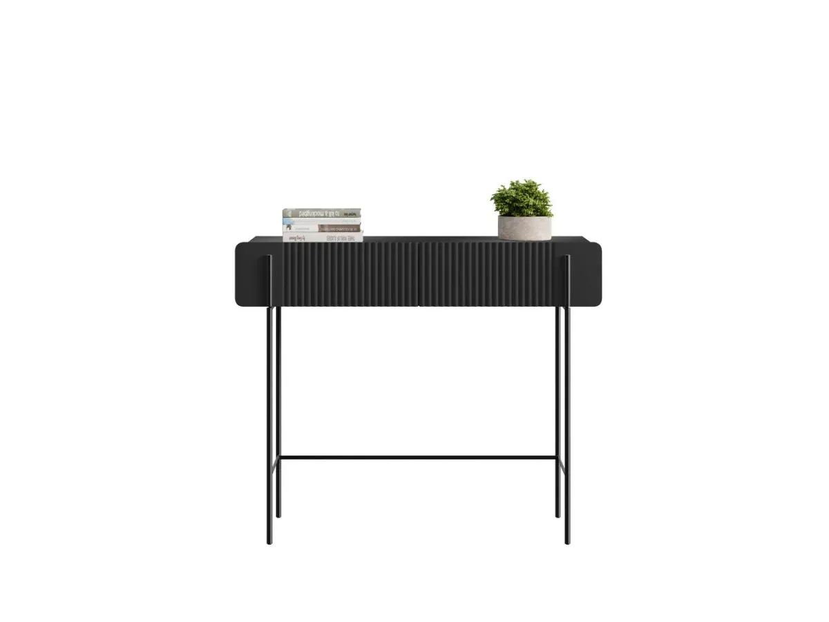 Illustration numéro 5 du produit Console 2 tiroirs 100 cm MATHILDE pieds noir    BOBOCHIC