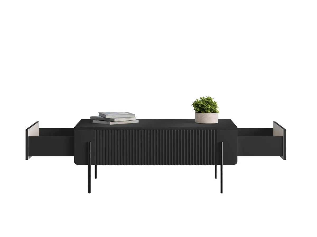 Illustration numéro 5 du produit Table basse 2 tiroirs 100 cm MATHILDE pieds noirs    BOBOCHIC