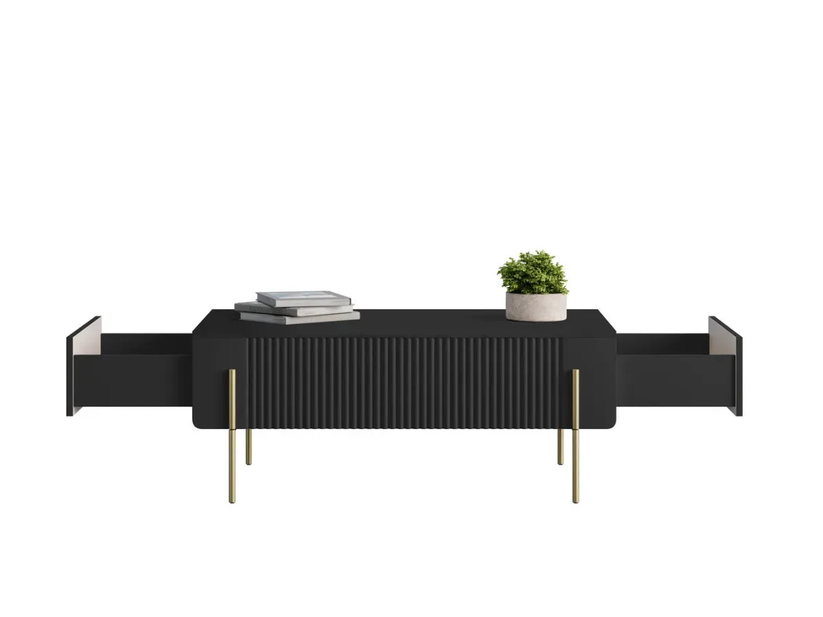 Illustration numéro 5 du produit Table basse 2 tiroirs 100 cm MATHILDE pieds or    BOBOCHIC