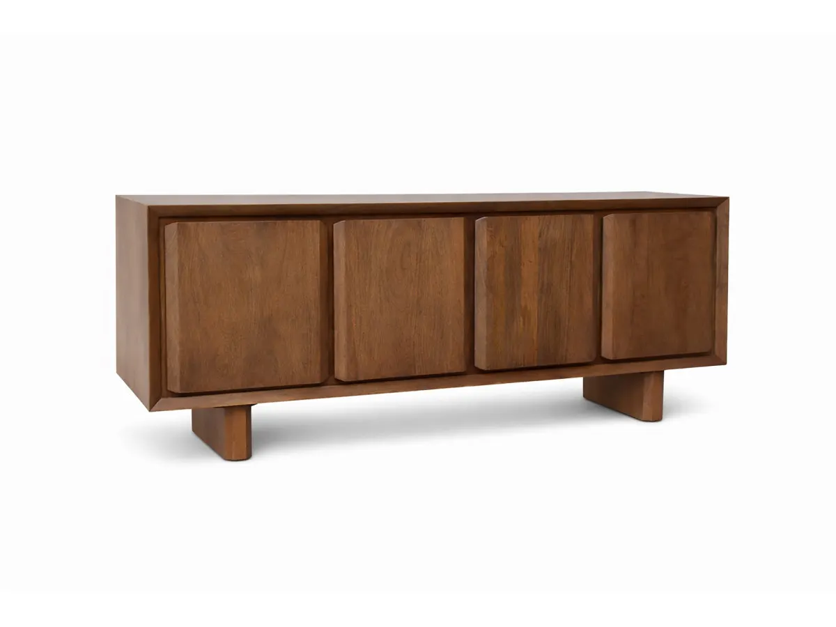 Illustration numéro 5 du produit Buffet 4 portes 200 cm BELLECOUR bois massif de manguier    BOBOCHIC
