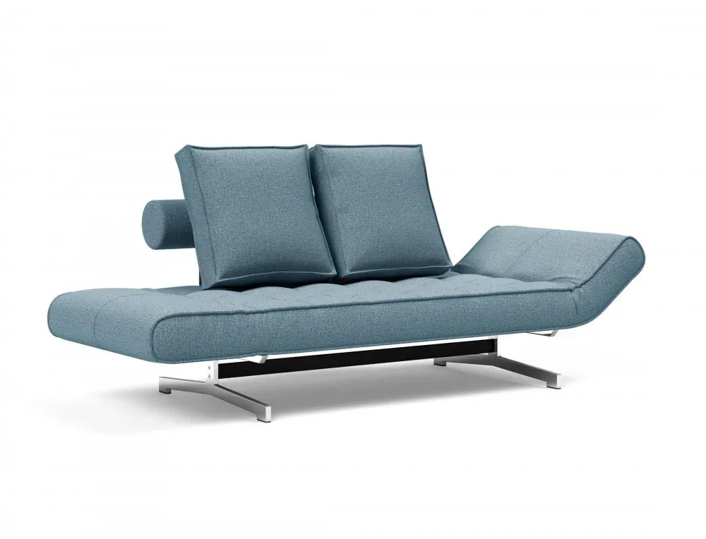 Illustration numéro 5 du produit INNOVATION LIVING  Canapé lit GHIA CHROME couchage 80x210 cm tissu Mixed Dance Light Blue