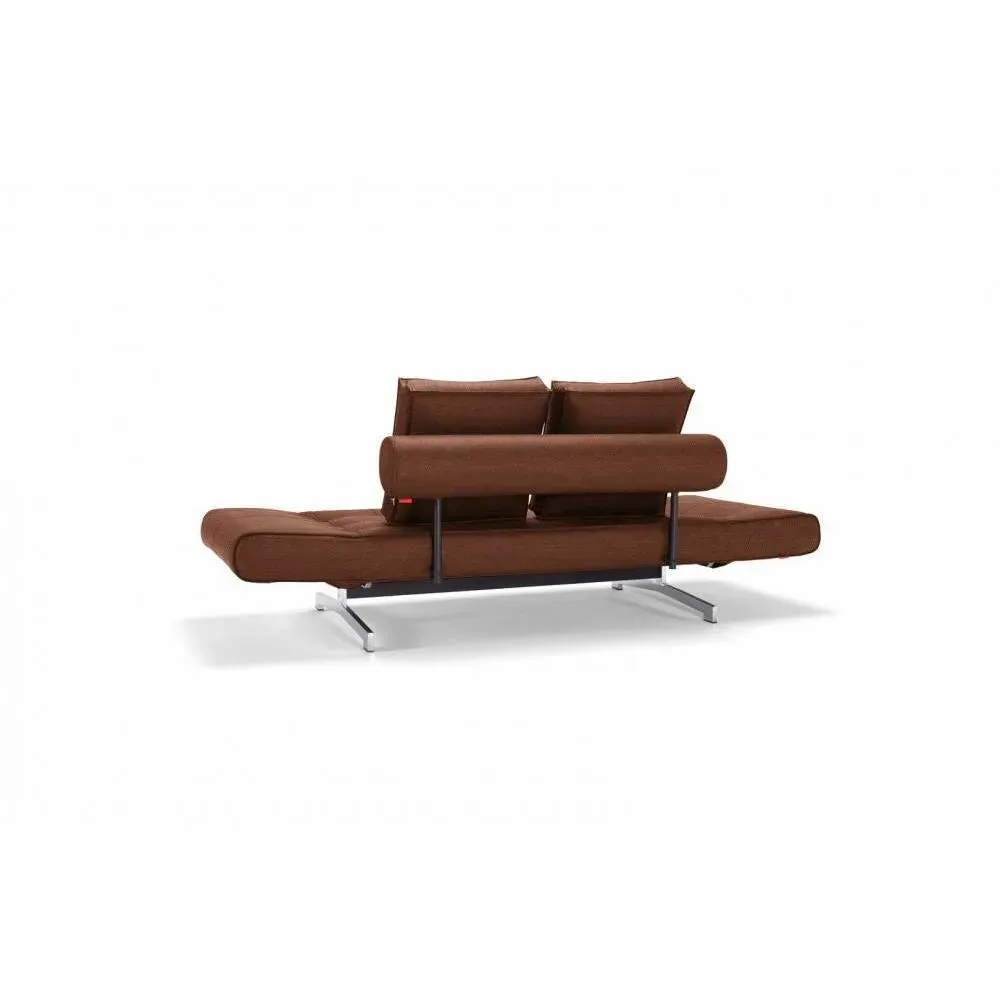 Illustration numéro 5 du produit INNOVATION LIVING  Canapé lit GHIA CHROME couchage 80x210 cm tissu Faunal Brown