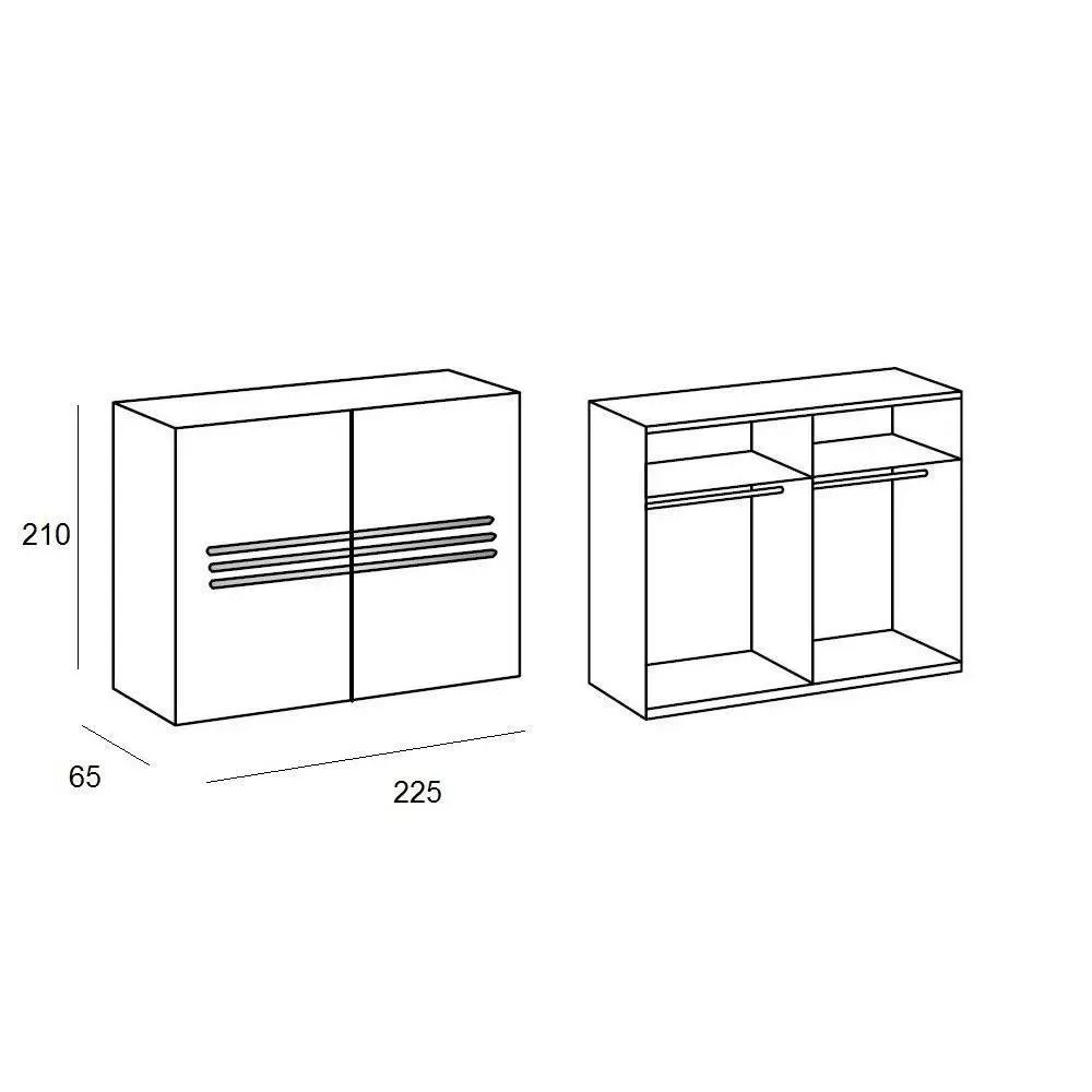 Illustration numéro 5 du produit Armoire 2 portes coulissantes 225 cm CARAMELLA chêne