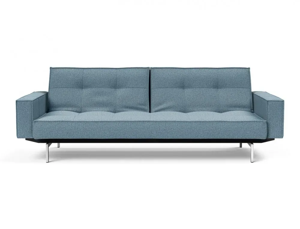 Illustration numéro 5 du produit INNOVATION LIVING Canapé SPLITBACK pieds chromé avec accoudoirs convertible lit 115*210 cm tissu Mixed Dance Blue