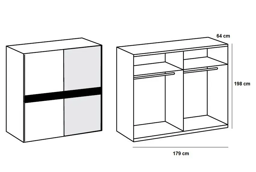 Illustration numéro 5 du produit Armoire coulissante COMBER 179 cm 1 porte grise rechampi blanc 1 porte miroir