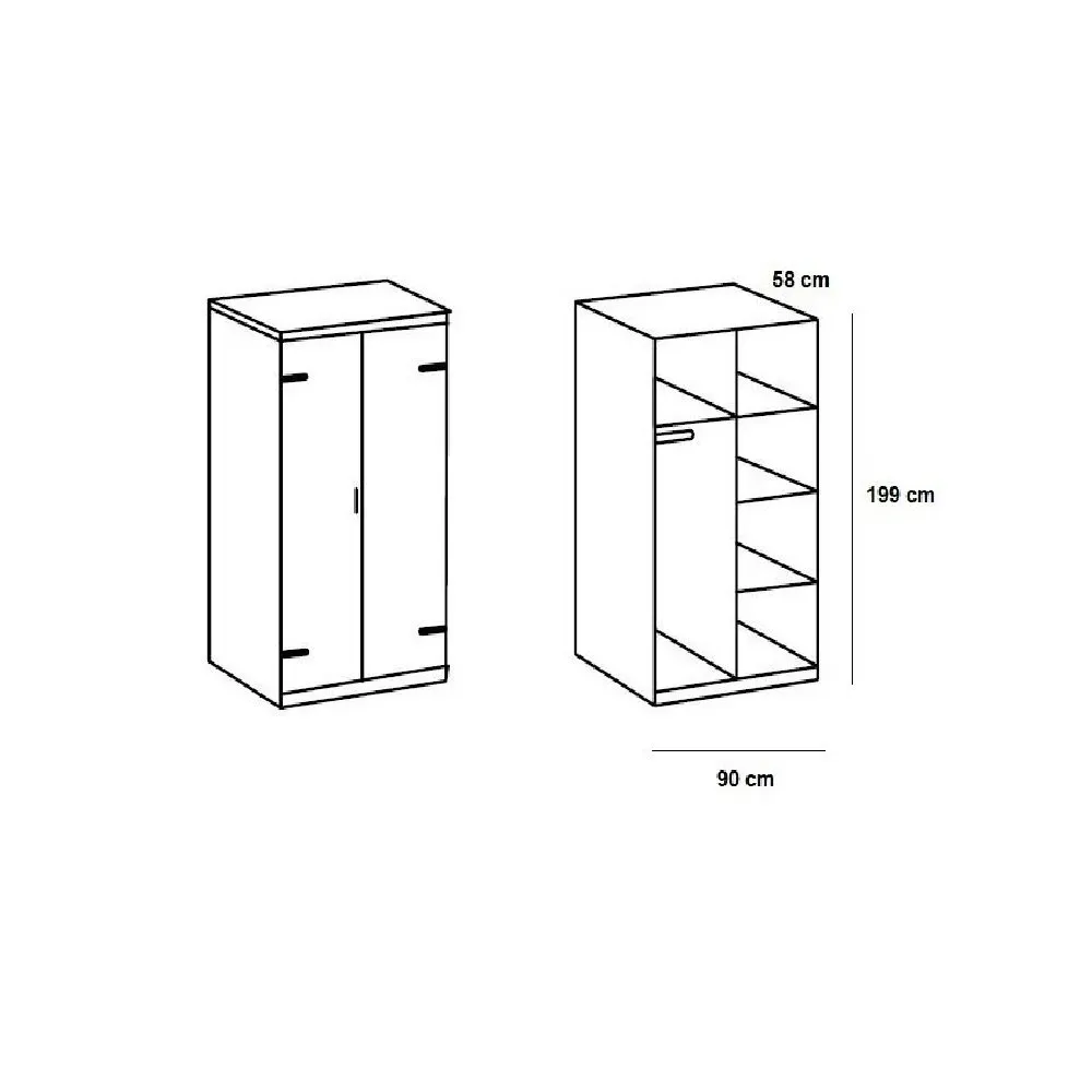 Illustration numéro 5 du produit Armoire LISBURN style industriel 90 cm 2 portes chêne poutre