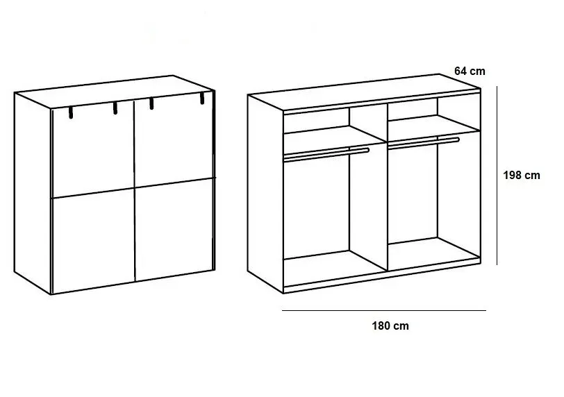 Illustration numéro 5 du produit Armoire LISBURN style industriel 180 cm portes coulissantes chêne poutre graphite