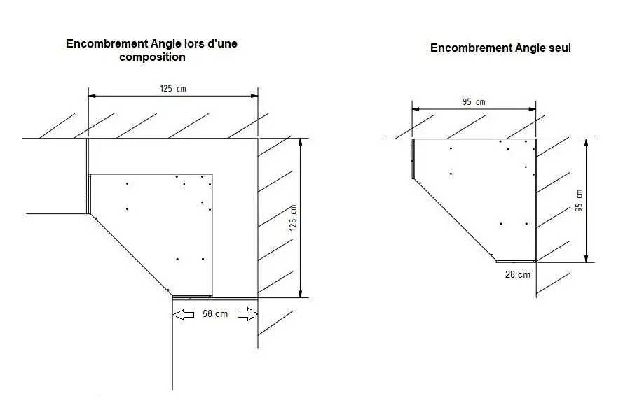 Illustration numéro 5 du produit Armoire dressing d'angle KROOS 2 portes 95*95 laquée blanc brillant