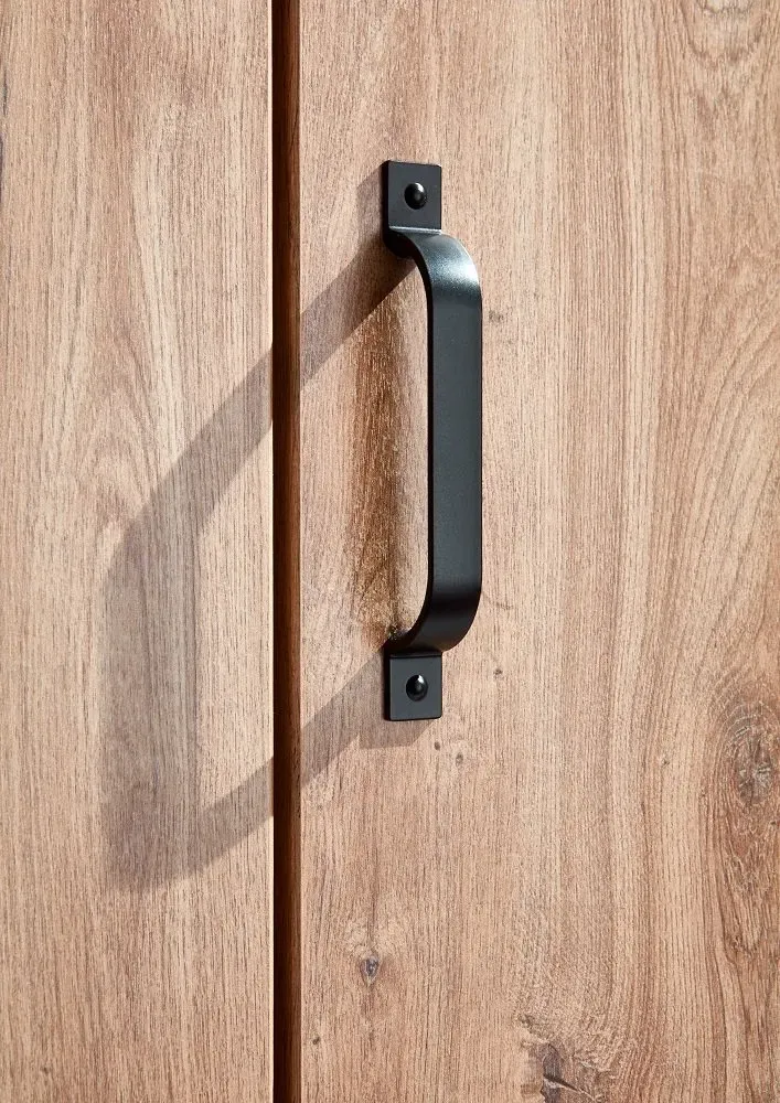 Illustration numéro 5 du produit Armoire PORTLAND style industriel 200 cm 4 portes 2 miroirs chêne poutre graphite