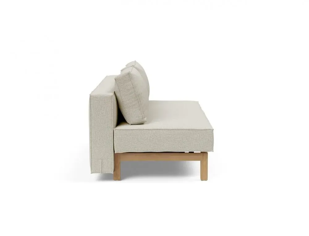 Illustration numéro 5 du produit INNOVATION LIVING  Canapé design SLY convertible lit 140*200 cm pieds bois chêne, tissu Mixed Dance Natural