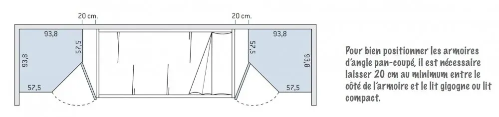 Illustration numéro 5 du produit Armoire d'angle pan-coupé 1 porte 93,8 x 220 cm finition chêne blanchis Bibliothèque intérieure gauche