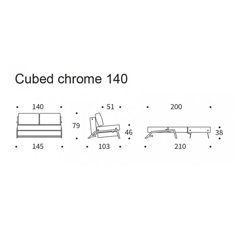 Illustration numéro 5 du produit INNOVATION LIVING  Canapé design CUBED 02 CHROME convertible 200x140 cm tissu Corduroy Ivory