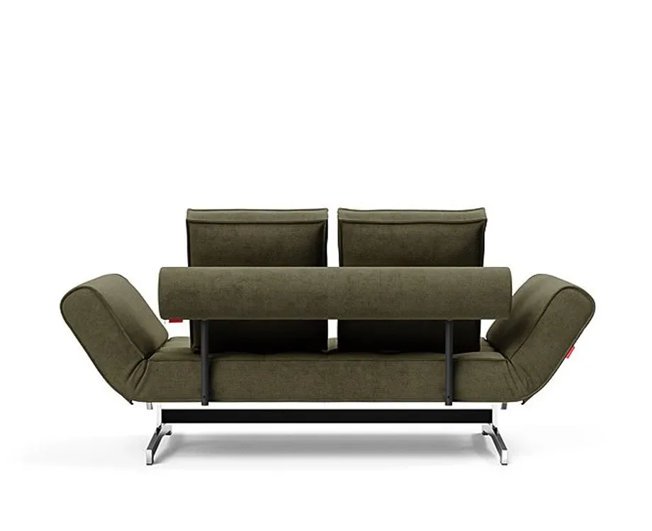 Illustration numéro 5 du produit INNOVATION LIVING  Canapé lit GHIA CHROME couchage 80x210 cm tissu Cordufine Green