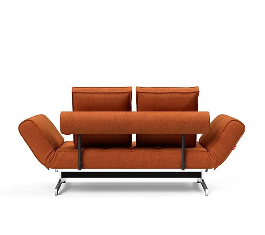 Illustration numéro 5 du produit INNOVATION LIVING  Canapé lit GHIA CHROME couchage 80x210 cm tissu Esina Rust Orange