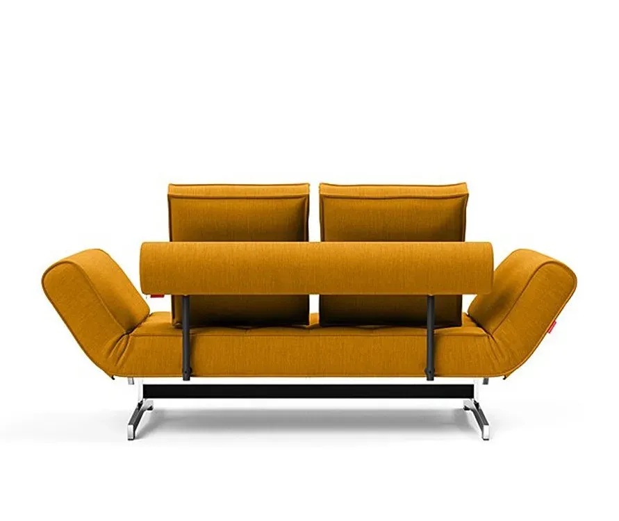 Illustration numéro 5 du produit INNOVATION LIVING  Canapé lit GHIA CHROME couchage 80x210 cm tissu Elegance Curry