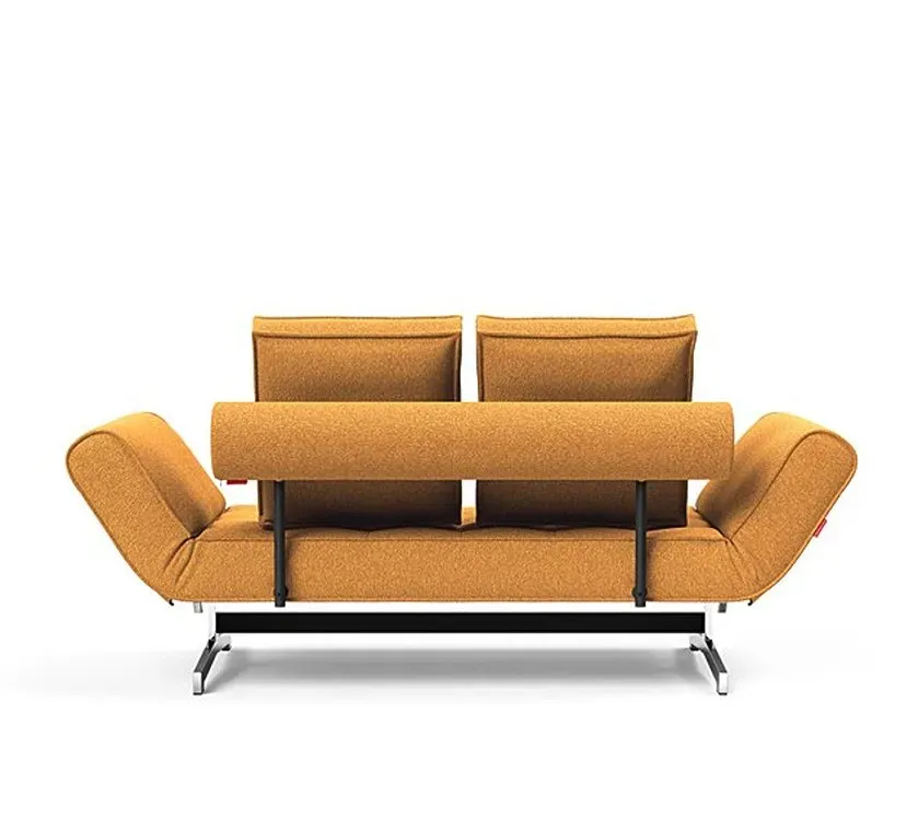 Illustration numéro 5 du produit INNOVATION LIVING  Canapé lit GHIA CHROME couchage 80x210 cm tissu Bouclé Ochre