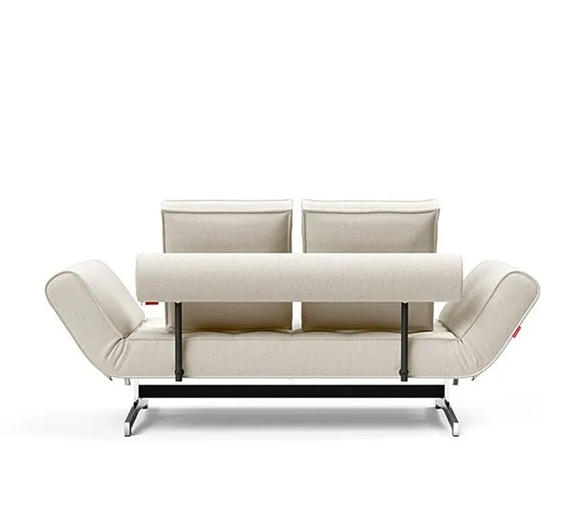 Illustration numéro 5 du produit INNOVATION LIVING  Canapé lit GHIA CHROME couchage 80x210 cm tissu Bouclé Off White