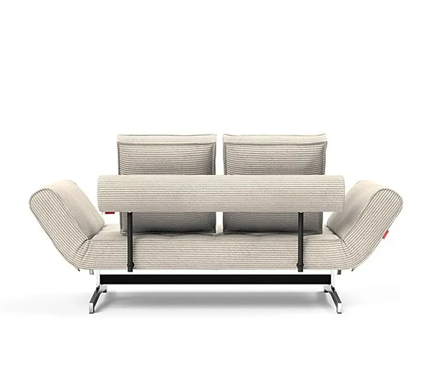 Illustration numéro 5 du produit INNOVATION LIVING  Canapé lit GHIA CHROME couchage 80x210 cm tissu Corduroy Ivory