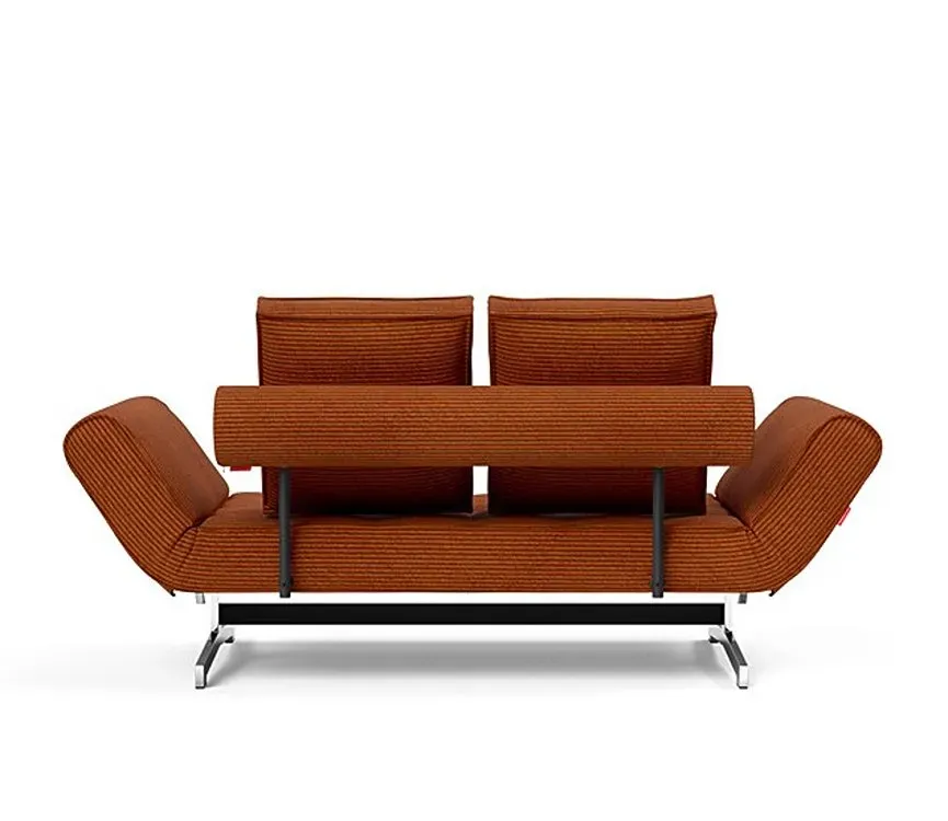 Illustration numéro 5 du produit INNOVATION LIVING  Canapé lit GHIA CHROME couchage 80x210 cm tissu Corduroy Orange