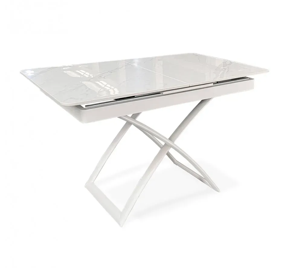 Illustration numéro 5 du produit Table relevable extensible CONDOR métal plateau céramique blanc