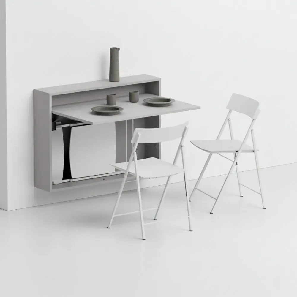 Illustration numéro 5 du produit Table/bureau mural pliant BUREAU avec 3 chaises ZETA incluses