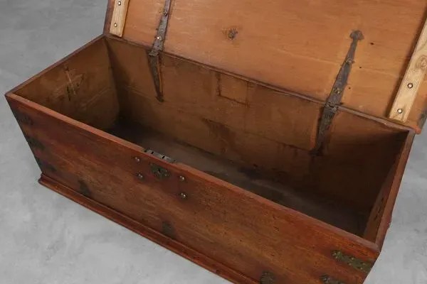 Illustration numéro 5 du produit Coffre à couvertures en teck néerlandais antique du 19ème siècle, Pays-Bas