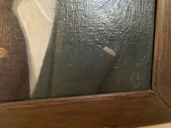 Illustration numéro 5 du produit Grand tableau portrait d’homme huile sur toile signé