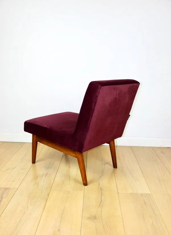 Illustration numéro 5 du produit Fauteuil loft vintage années 70 en velours bordeaux.