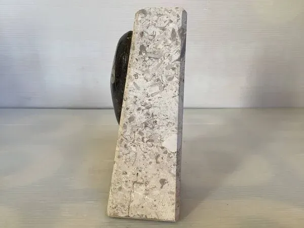 Illustration numéro 5 du produit Un serre livres en travertin et fossile asymétrique