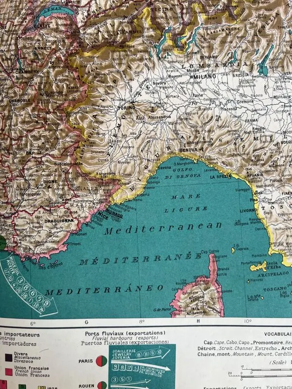 Illustration numéro 5 du produit Carte ancienne France et Pays Limitrophes — Économique & Géographique